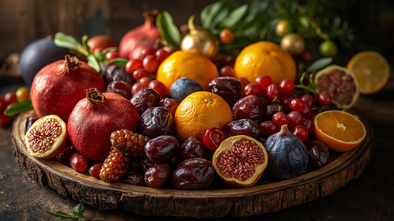 a fruit bowl with Middle Eastern fruits