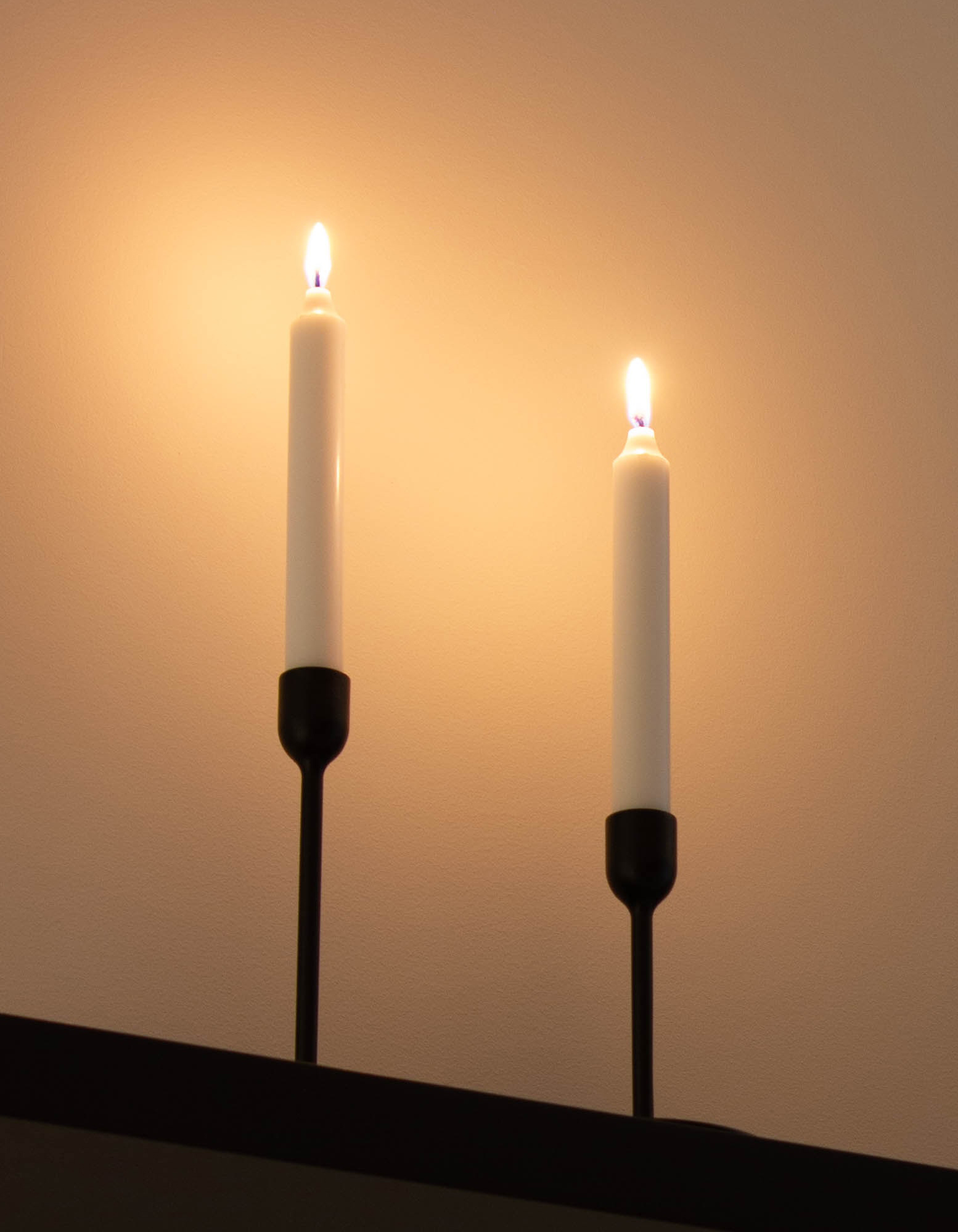 Shabbat candles on a shelf