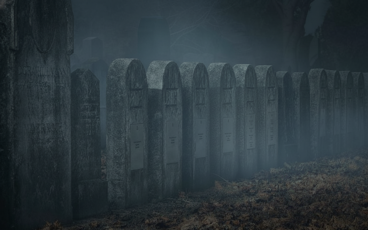 A dark and spooky Jewish cemetery